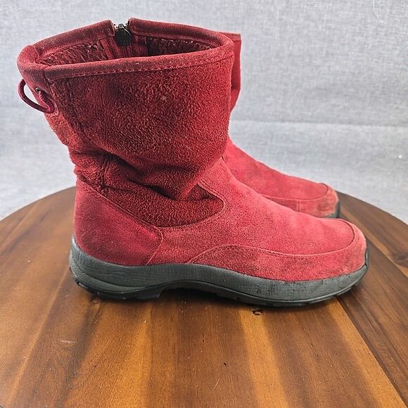 L.L. Bean Women's Boots Wedge‎ Red Wine Suede Size 8 Lined - Picture 1 of 14